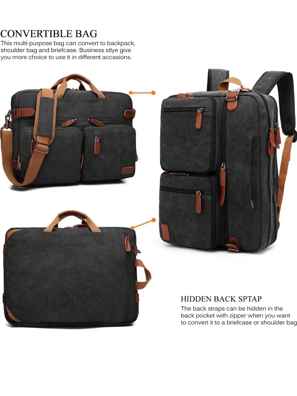 New!! CoolBELL Convertible Backpack Messenger Shoulder